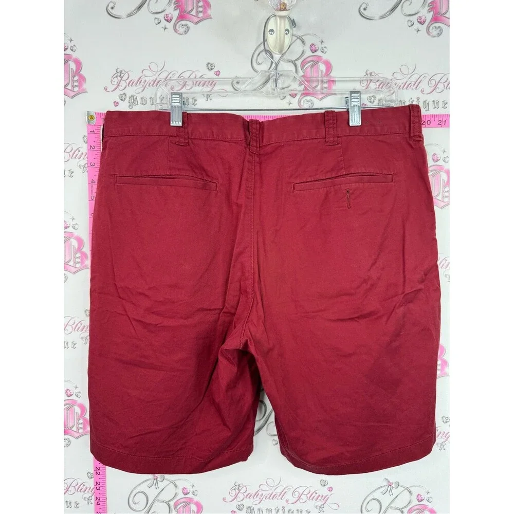 J. Crew stretch Men’s Flat Front Cotton-Blend Shorts in Deep Red